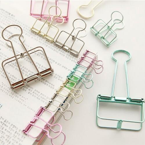 1 pcs Cute Metal Binder Clips Clips Small Craft Photo Pegs office bookmarks Kawaii Stationery 8 Color Size S M L