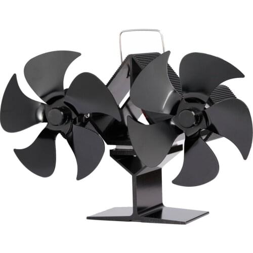 10 Blade Heat Powered Stove Fan Black Fireplace Double-headed Burner Quiet Fireplace Fan Efficient Heat Dissipation for Home