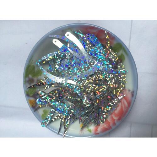 1000pcs Chilli Ivory Shape Sequins 5*32mm PVC Flat Paillette Hologram Sequins Decoration Ivory 1 Hole Laser Silver Confetti