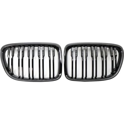2pcs Front Grille Grill Sport Hood Compatible with BMW X1 E84 11-16 51117347670 Double Line Car Vehicle Parts