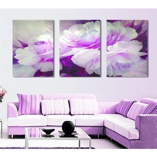 3 Piece Wall Art Flower canvas art cheap wall pictures flower Modern Home Decor unframed