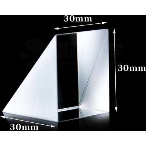 30x30x30mm Optical Glass Triangular Lsosceles K9 Prism With Reflecting Film Optics