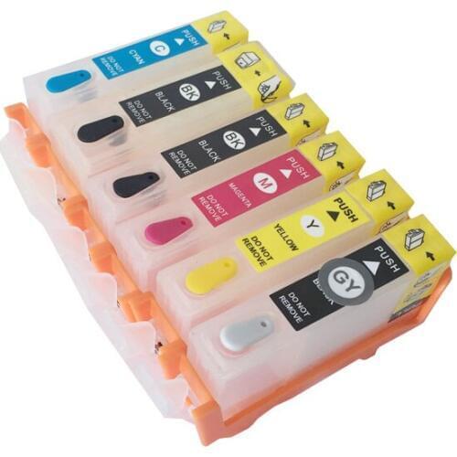 6pcs 520 Refill Ink Cartridge Refillable Cartridge For canon 520 521 Cartridge For Canon PIXMA MP980 Printer with ARC Chips