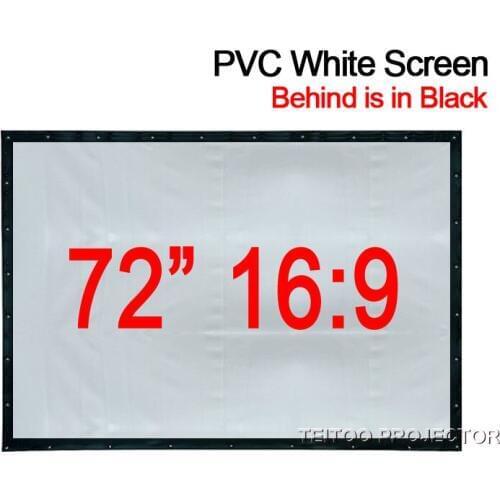 72 inches 16:9 Portable PVC Soft White-Black Projector Screen Curtain Film for 3D HD LED DLP Movie Data Home Theater Projector