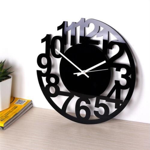 Acrylic Wall Stickers Clock Hollow Dial Simple Half Round Number Mute 3D Hanging Watch Clocks Living Room Bedroom Decoration Art