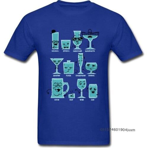 Alcoholic Drinkware T Shirt Funny Designer T-shirt Men Blue Tshirt 2018 New Cotton Clothing Beer Lover Tops Plus Size Tees Fun