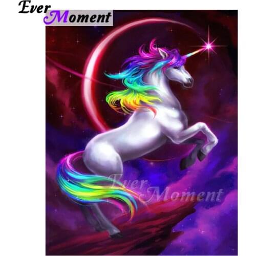 Ever Moment Diamond Painting Handmade Unicorn Picture Of Rhinestone Full Square Drill Decoration Home Diamond Embroidery ASF1508