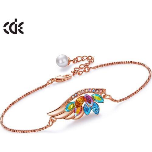 CDE Women Bracelets Embellished with Crystals from Swarovski Luxury Rose Gold Color Chain Link Bracelet Phoenix Wing Charms Gift