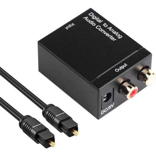 Digital to Analog Audio Converter Digital Optical (SPDIF/Toslink)and RCA (L/R) Stereo Audio Converter with Fiber