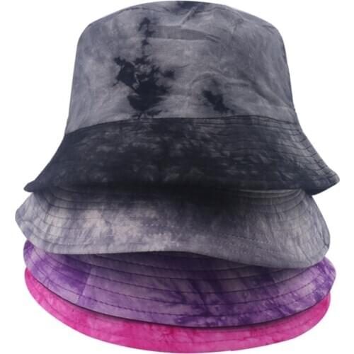 Black Red Grey Graffiti Tie-Dye Printing Bucket Hat Women Men Double Side Reversible Hip Hop Fisherman Cap