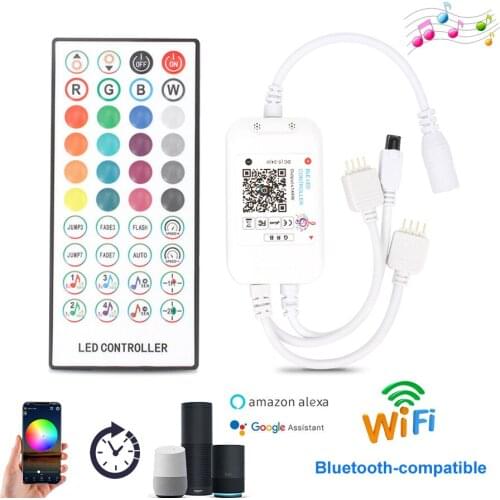 Dc 12v 24v Ir Wireless Remote Control Wifi Controller for Rgb Tape Light Music Alexa Time Mode Bluetooth Led Rgb Controller