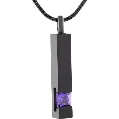 Inlay Cubic 6 Colors Zircon Urn Necklace Unisex Crystal Inset Urn Pet/Human Black PVD Memorial Funeral Casket Jewelry For Ashes