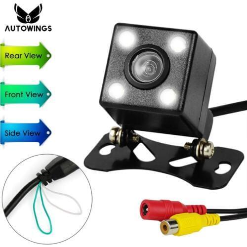 170 Degree Mini Night Vision Car Parking Backup Reverse Rear View Camera for Front Side Back Wide View Angle HD CCD Image 4 LED