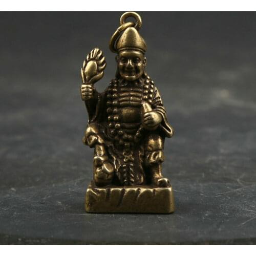 Chinese Bronze Sit Mad Monk Jigong Buddha Hold Gourd Statue Pendant Exorcise Evil Spirits Statue