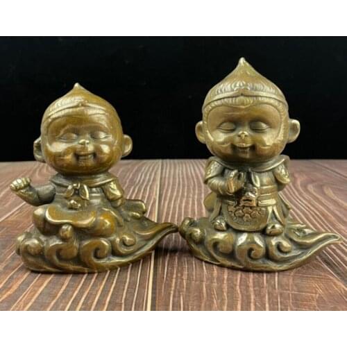 China brass archaize Monkey King small crafts statue