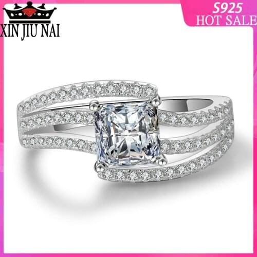 Sterling silver S925 micro inlaid with diamond ladies diamond princess queen diamond ring wedding ring luxury silver jewelry