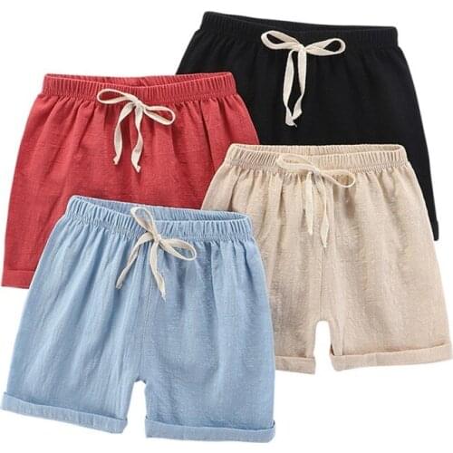 Yocute Kids Summer Wear Childrens Clothing Boys' Shorts Anti Cotton Hemp Toddler Short Childrens Student Fashion Fifth Pants