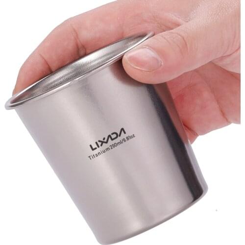 Lixada 290ml Lightweight Titanium Beer Cup Juice Tea Cup Camping Mug for Outdoor Camping Hiking Backpacking Picnic
