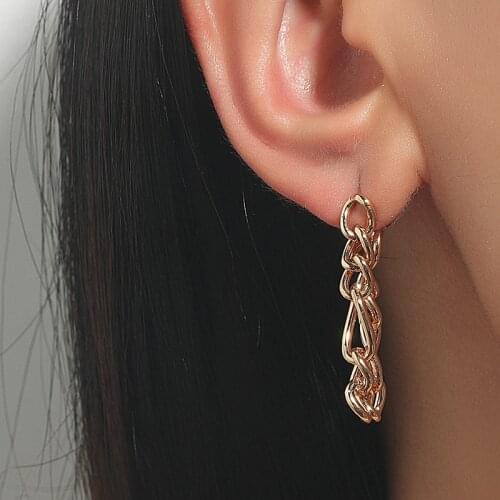 Minimalist Long Tassel Chain Drop Earrings for Women Ladies Simple Gold Metal Geometric Dangle Earings Club Party Jewelry