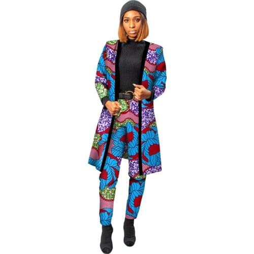2020 Fashion African Print 2 Piece Set For Women Spring Dashiki Pant and Crop Top Bazin Riche African Clothing for Lady WY4348