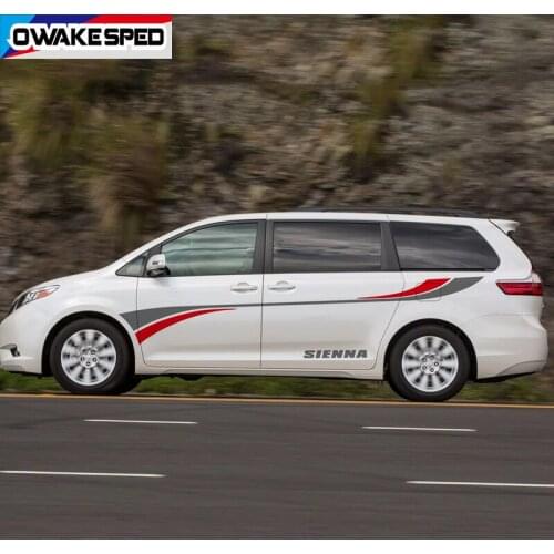 1 Set Car Body Decor Sticker Both Side Auto Door Vinyl Decal For Toyota Sienna MPV Racing Sport Stripes Exterior Accessories