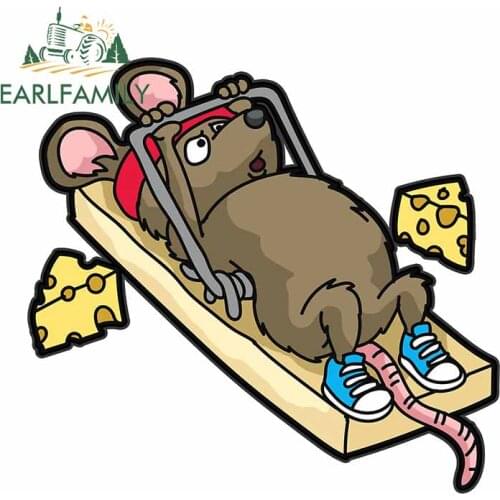 EARLFAMILY 13cm x 12.2cm for Funny Cartoon Mouse Body VAN Builder Decal Cartoon Car Stickers Scratch-Proof RV Windows Decoration