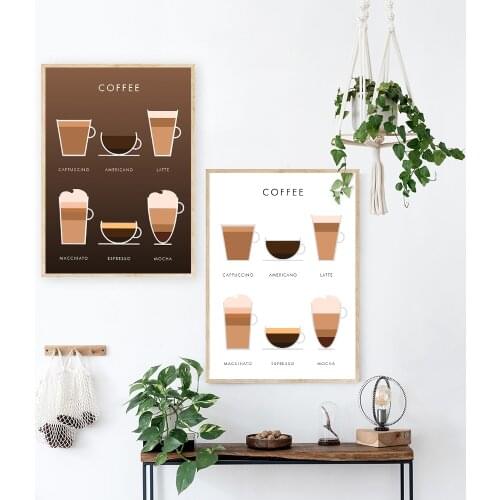 Cuadros Coffee Poster and Prints Cocktails Wall Pictures Art Print Kitchen Gifts Canvas Painting Cafe Shop Poster Wall Art Decor