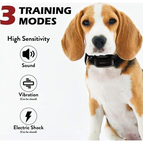 Rechargeable Dog Bark Collar Pet Dog Barking Control Stopper Adjustable Training Device Rainproof Ultrasonic Trainer Shock Mode