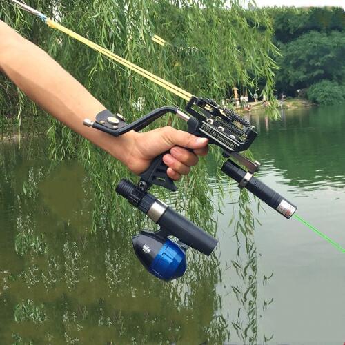 Black Hunting Bow Catapult Outdoor Powerful Slingshot for Shooting Crossbow Bow With Green Laser Hunting Accessories