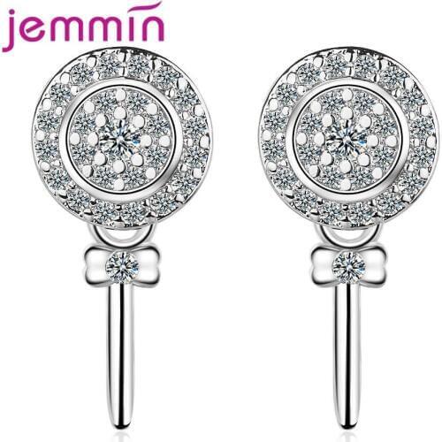 925 Sterling Silver Stud Earrings For Women Girls Wedding Engagement Sparkling Cubic Zirconia Decoration Jewelry Trendy Style