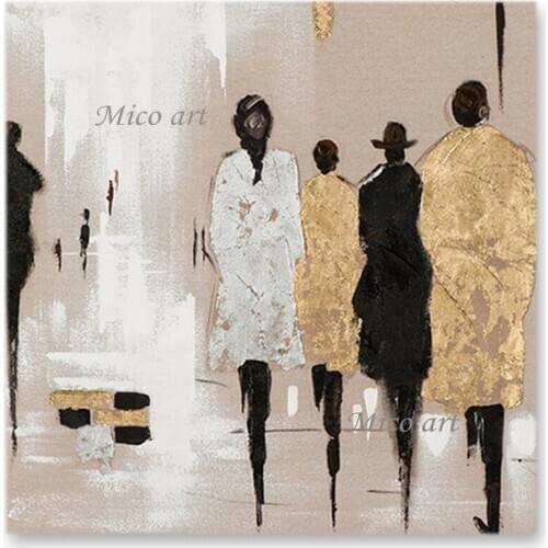 Modern Home Decor Abstract Gold Acrylic Texture Figure Oil Painting Canvas Wall Panel Art Free Shipping Artwork Painting Picture