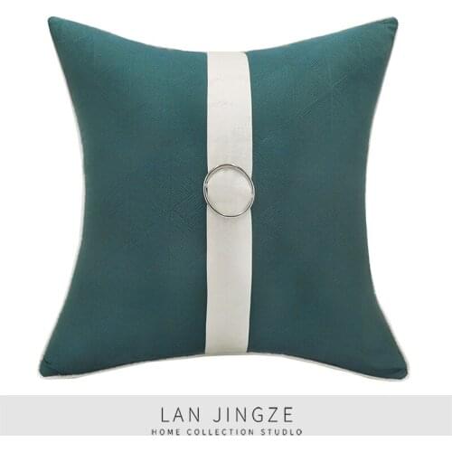 LAN JINGZE Dark Green Decorative Cushion Cover For Sofa Living Room Modern Simple Jacquard Throw Pillows 45x45cm