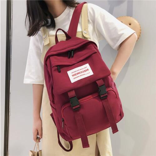 Large Capacity Waterproof Nylon Backpack Fashion Buckle Design Women Shoulder Bag Casual Schoolbag For Teen Girl Bookbag Mochila
