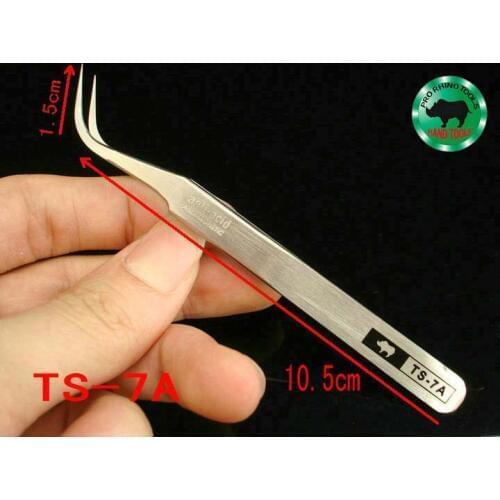 Japanese RHINO TS-7A Tweezers Curved High-precision Super Hard Super Sharp Forceps For Repairing Watch or Mobile