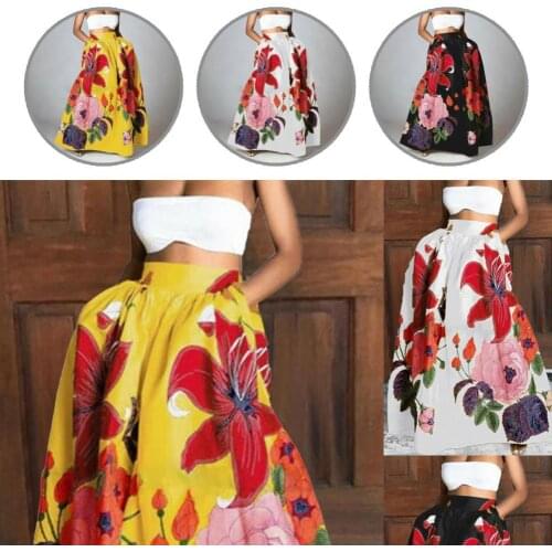 Skirt Stylish Floral Print Floor Length Skirt Women Bohemian Skirt Floor Length for Beach