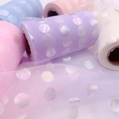 12cm*25yards shiny dot tulle Rolls tape for DIY handmade bowknot and Wedding Decor Party Supplies Baby Shower Tutu Skirt