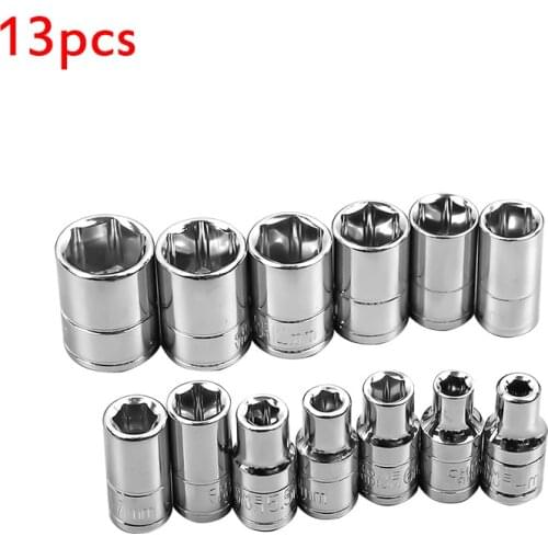 13PCS 4-14MM 1/4" Metric Drive Socket Set Professional Hand Tools Set CRV Mirror Finished