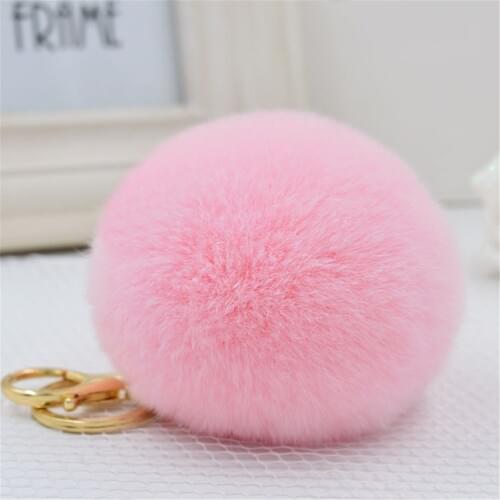 2020 NEW Femme Pom Keychain Pompon Fluffy Porte Clef Pompom De Fourrure Women Rabbit Ear Fur Ball Key Chain Rings Llavero Bag