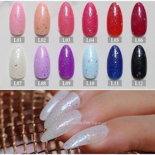 24pcs pink glitter stiletto nails Hologram black medium Nude fake nails Beige Flash film nature False nails Full Nail blue