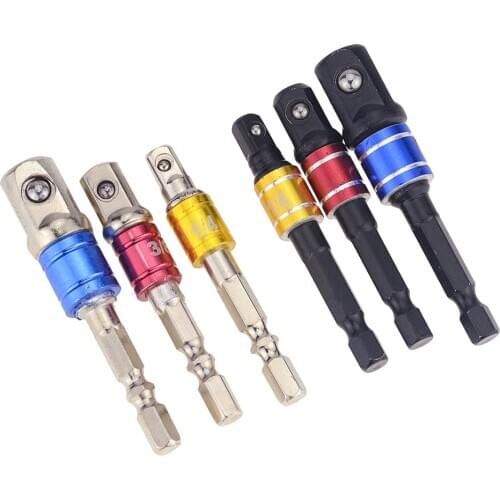 3PCS Shank Drill Socket Adapter For Impact Driver With Hex Shank To Square Socket Drill Bits Bar Extension 1/4" 3/8" 1/2" Set
