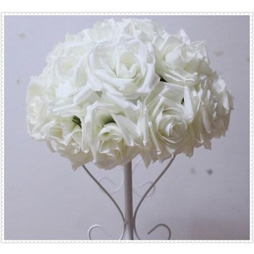 30cm*10 pcs Rose kissing ball artificial silk flower wedding decoration ivory color-2015 Newly design