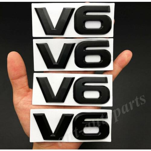 4x Metal Black V6 Vntage Car Trunk Tailgate Rear Emblem Badge Decals Sticker