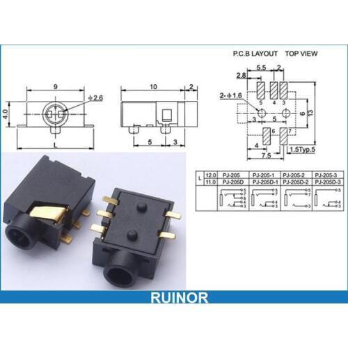 500PCS 5 PIN 2.5mm Socket Stereo Audio Jack PCB SMD FOR 2.5MM Headphones headset