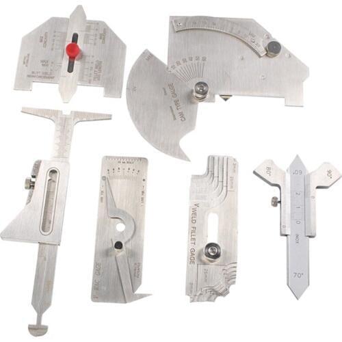 6Pcs Welding Gauge Weld Inspection Gauge Weld Seam / Round Corner / Crown Test Size Ruler Angle Measurement Kit Combination Se