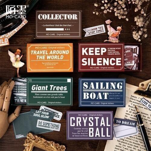 60Pcs/Box Vintage Writable Lable Sticker Retro Decoration Paper Sticker DIY Album Diary Scrapbooking Lifelog Bulleti Journal