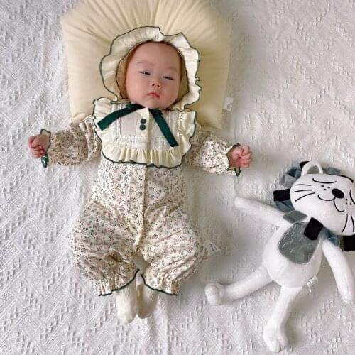 8539 Newborn Baby Clothes Print Bodysuit Autumn 2021 Korean Cotton Comfortable Long Sleeve Baby Girl One-piece Clothes