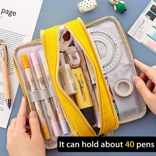 Large Capacity Pencil Case Black Blue Green Canvas Pencilcase Student Pen Holder Supplies Pencil Bag School Box Pouch Stationery