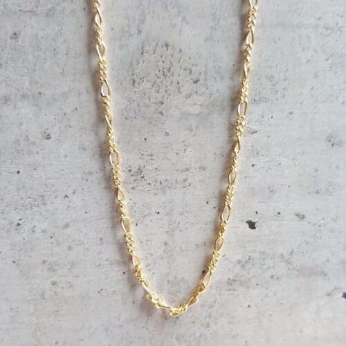 35-90cm Thin Yellow Gold Color Figaro Chain Choker Short Necklaces for Women Girls Boys Kids Baby Children Jewelry Anti allergy