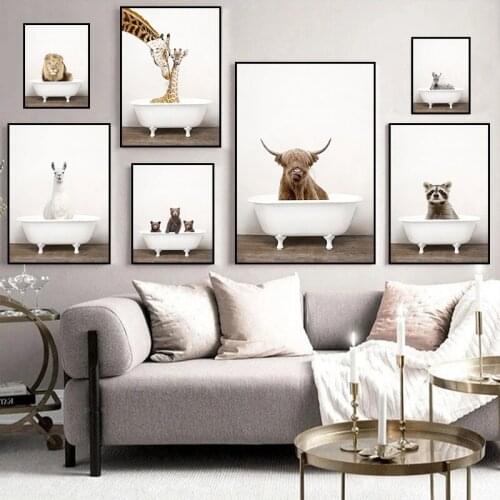 Baby Animal Print Poster Nursery Canvas Wall Art Print Zebra Giraffe Painting Nordic Kid Decoration Picture Bedroom Decor HD3046