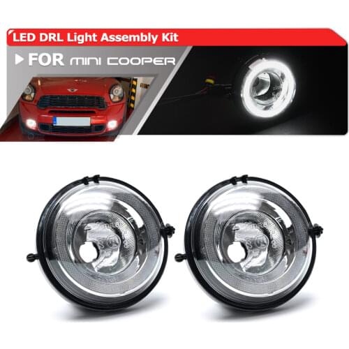 For Mini Cooper R55 R60 R61 R57 R58 R56 F56 New E4 CE Led Daytime Running Light DRL Halo Ring Daylights Driving Fog Light Kit